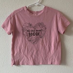 Cat & Jack Pink Short Sleeve Graphic Tee - Heart Floral “Be the Best You”